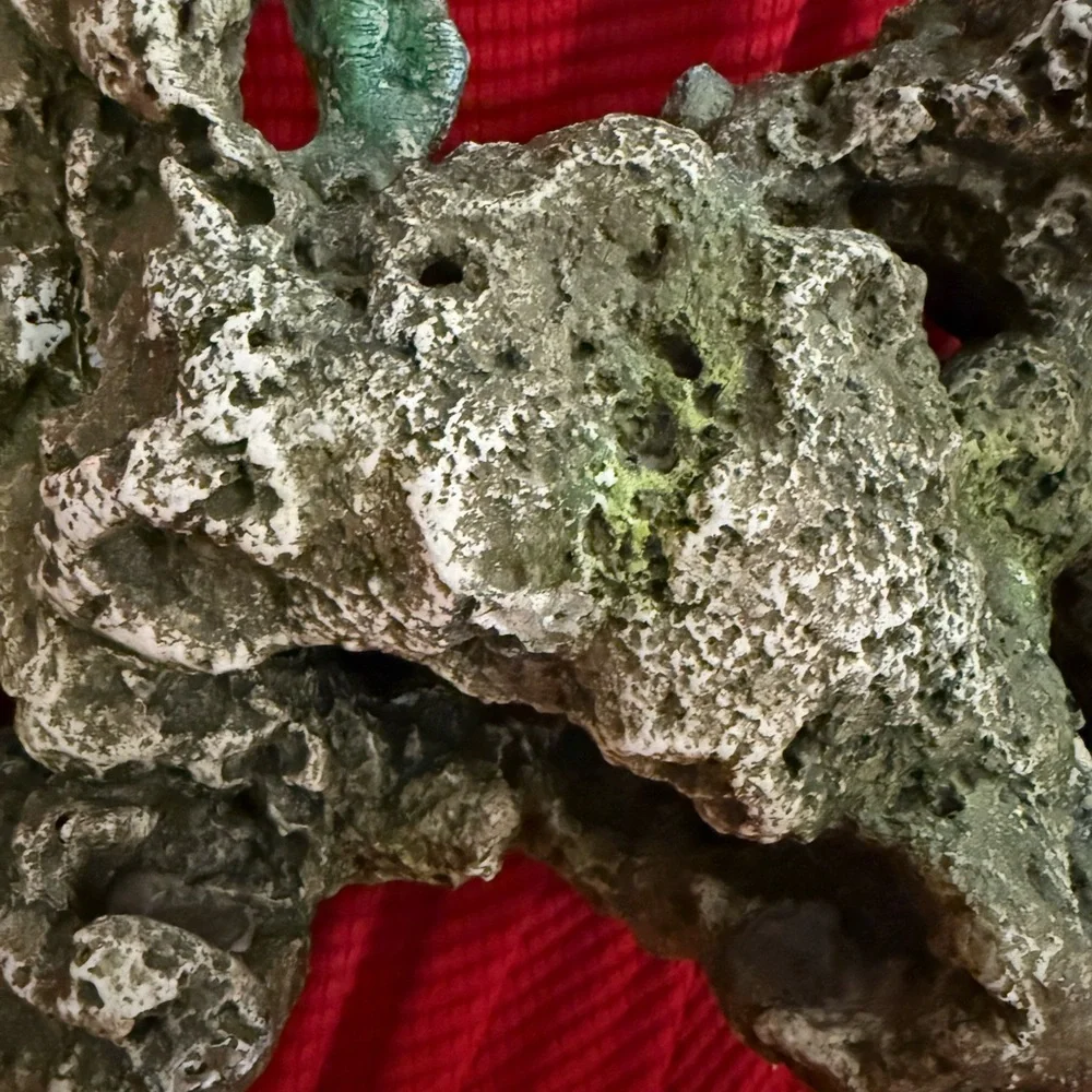 synthetic aquarium decor designed to look like a coral reef
